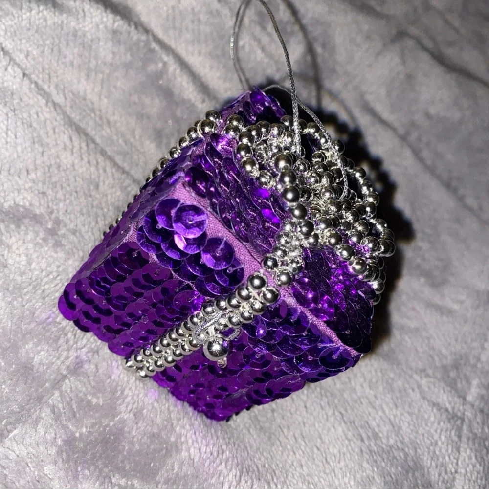 Purple Sequin‎ Jewelry Ring  Box / Christmas ornament